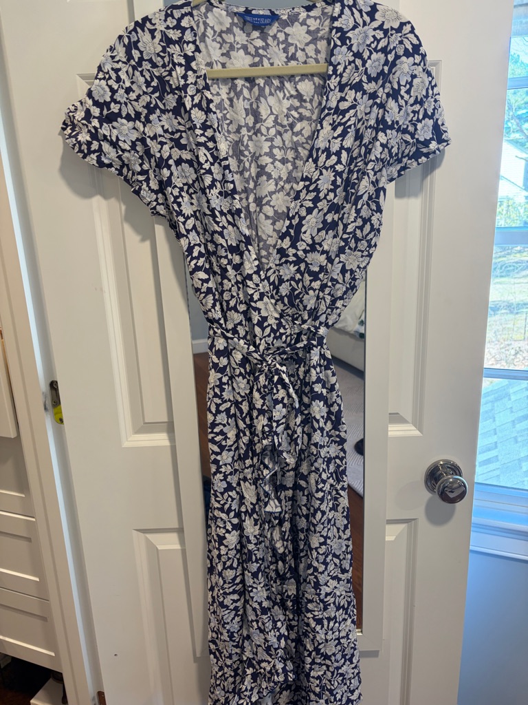 Three Islands Blue Floral Maxi Wrap Dress One Size